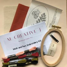 Load image into Gallery viewer, Embroidery Kit.  Moth and Fern