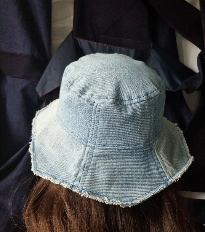 FROME Distressed Denim Bucket Hat