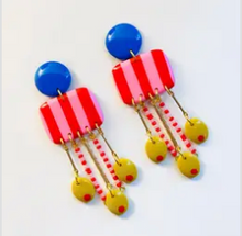 Load image into Gallery viewer, Hand-Painted Striped Earrings.  Lemon or Olive