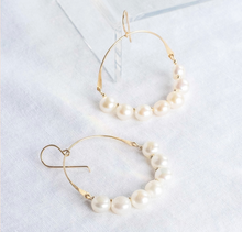 Load image into Gallery viewer, Pearl Hinge Hoop Earrings