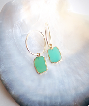 Load image into Gallery viewer, Chrysoprase Gold Medium Hoop Earring