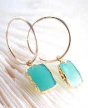 Load image into Gallery viewer, Chrysoprase Gold Medium Hoop Earring