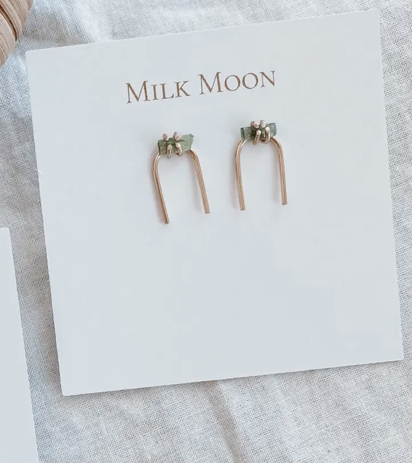 Tourmaline Horseshoe Earrings