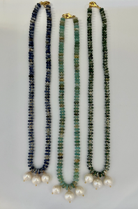 Natural Stone Beaded Necklace with Pearl