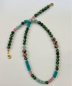Cloisonne and Turquoise Bead Necklace