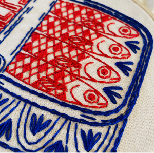 Embroidery Kit.  Tinned Fish, Pickles, Folk Caribou, Nordic Heart.