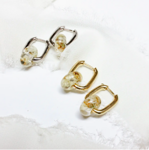 Pressed flower bead rectangle hoops
