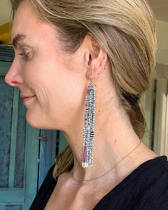 Hand Beaded Granite Duster Earrings