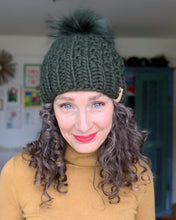 Load image into Gallery viewer, Hand Knit Emerald Green Merino Wool Beanie

