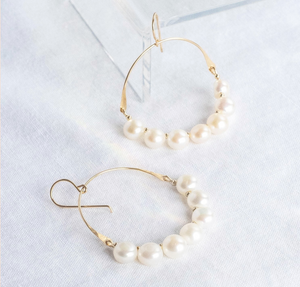 Pearl Hinge Hoop Earrings