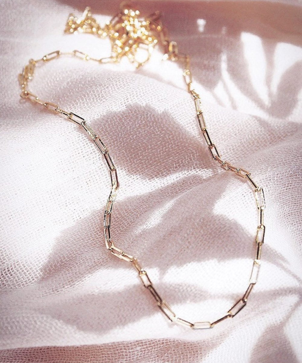 Gold Filled Paper Clip Link Chain Necklace