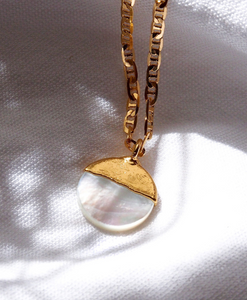 Mother of Pearl Gold Coin Necklace