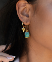 Load image into Gallery viewer, Chrysoprase Gold Medium Hoop Earring
